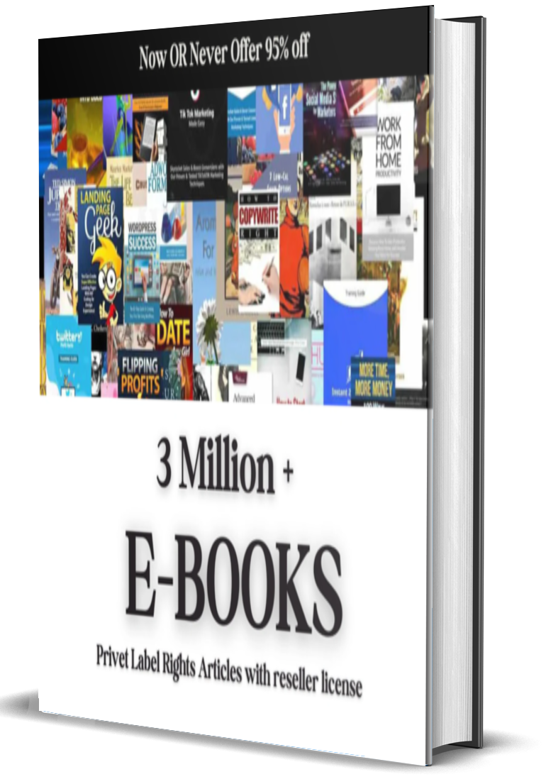 3 Million+ Ebooks + 3 Million PLR Articles Bonus with reseller rights | 3 M Ebooks bundle