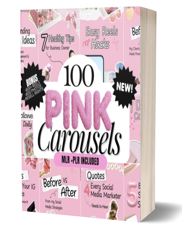 100 Pink Instagram Carousel Templates | Canva | PLR + MRR