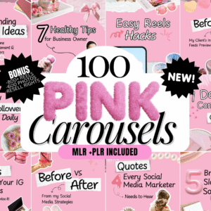 100 Pink Instagram Carousel Templates | Canva | PLR + MRR
